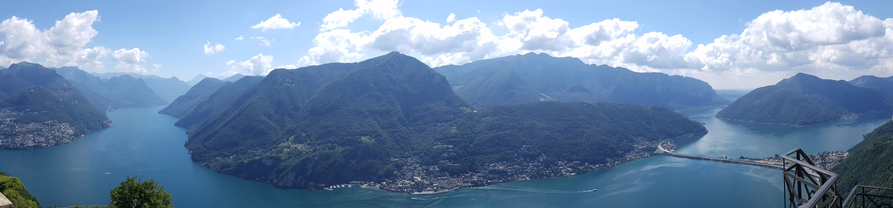 panorama of the main area of Lake Lugano from San Salvatore